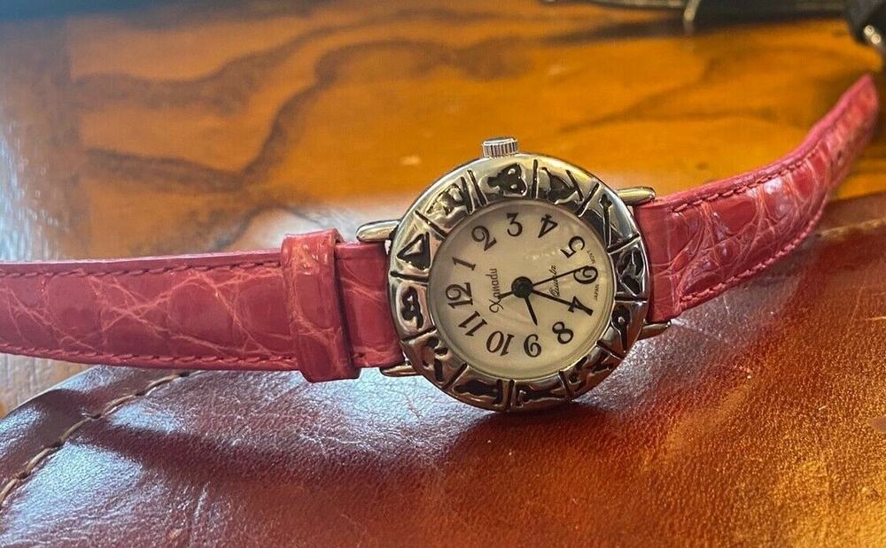 Women's 25mm Silver Tone Xanadu Watch with Pink Made in France Alligator Band